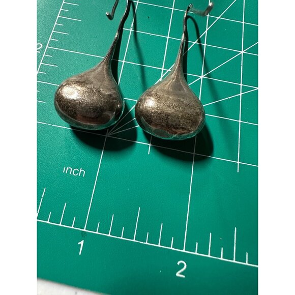 Vtg Sterling Silver Teardrop Long Dangle Drop Earrings Modernist Mid Mod Read - Picture 15 of 16